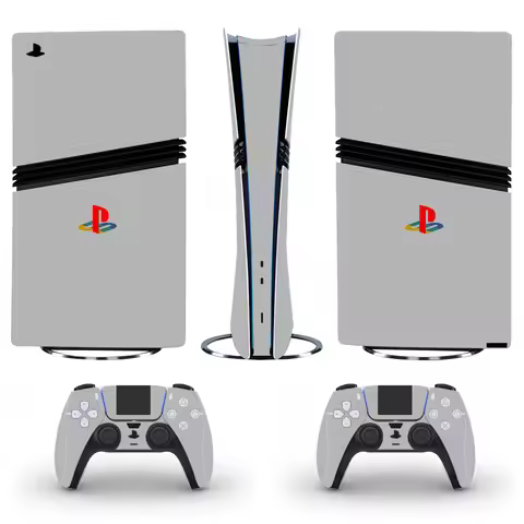 Classic Grey Color PS5 Pro Digital Sticker Decal Cover for Console and 2 Controllers PS5 Pro Skin Vi