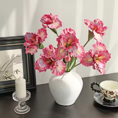 Artificial Flowers Silk Pink Iris Outdoor Wedding Garden Party Bridal Bouquet Holiday Home Table Vas