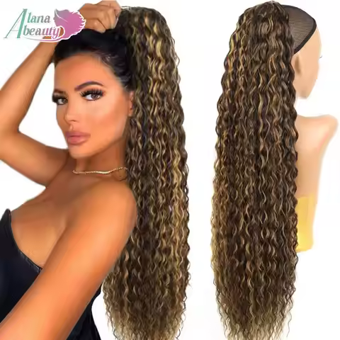 Alana Synthetic Curly Drawstring Ponytail Long Kinky Curly Ponytail Organic Chip-In Hair Extension C