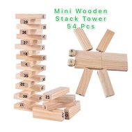 54 Pcs Mini Wooden Stacking Tower Blocks Tower Stack Game Family Game Mainan Kanak Tower