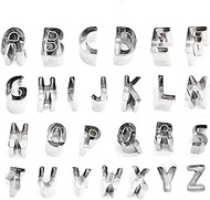 EULOND Alphabet Cookie Cutters Tool Set, 26 Pcs Small ABC Cookie Molds for Baking & Cooking, Metal F