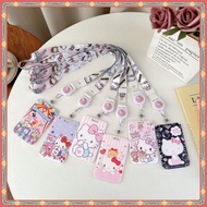 Sanrio Hellokitty Hard Shell Multifunctional Retractable Long Rope Card Holder Easy Pull Buckle Easy
