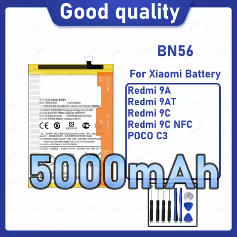 5000mAh BN56 Replacement Battery for Xiaomi Redmi 9A/Redmi 9AT/Redmi 9C with Repair Tools Kit