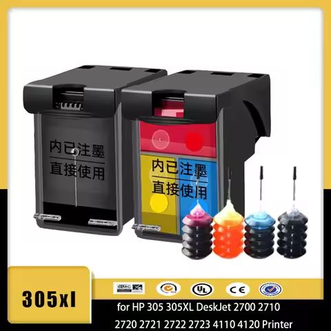 Vilaxh 305 305XL Refill Ink Cartridges Compatible for HP 305 305XL DeskJet 2700 2710 2720 2721 2722 