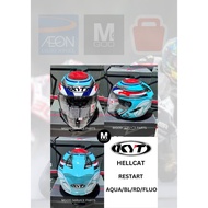 YWHL0018 KYT HELMET RESTART AQUA BLUE RED FLUO KYT HELLCAT KYT HELMET OPEN FACE HELMET KYT ORIGINAL 