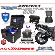 TRIUMPH SEMI ALUMINIUM WATERPPROOF TOP BOX 45LITER MOTORCYCLE HARD SHIELD TOP CASE KMN KALIBRE HIGH 