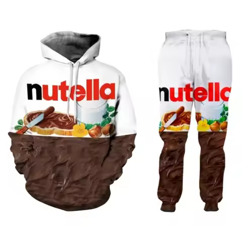 New Men/Womens Nutella Food Funny 3D Print Fashion Tracksuits Crewneck hoodie Hip Hop Sweatshirt and