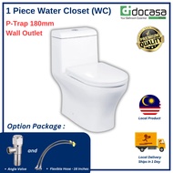 Docasa 1 Piece Water Closet WC P-Trap 180mm Washdown With PP soft close Seat Cover Toilet Bowl Tanda