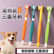 Pet Cat Toothbrush Oral Cleaning Dog Toothbrush Cat Toothbrush Dog Toothbrush Three-Head Three-Sided