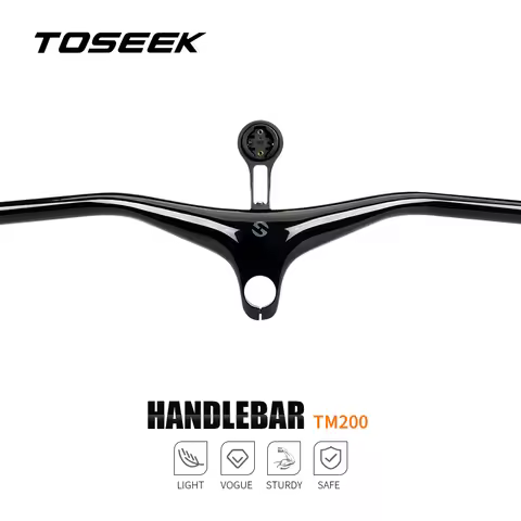 TOSEEK TM200 MTB Handlebars Stem 28.6mm-17Degree Internal Wiring Carbon T800 Integrated Handlebar Fo