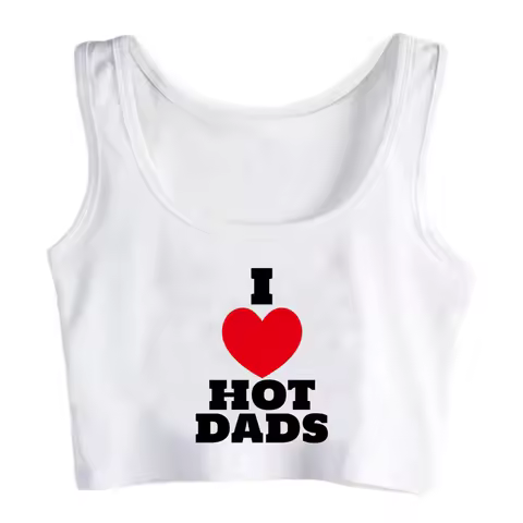 i love hot dads tank top yk2 2000s goth crop top Woman streetwear 90s yk2 korean fashion crop top