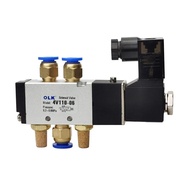 4V110-06 5 Way 2 Position 1/8" Pneumatic Solenoid Valve DC 24V DC 12V AC 110V AC220V with 4mm 6mm 8m