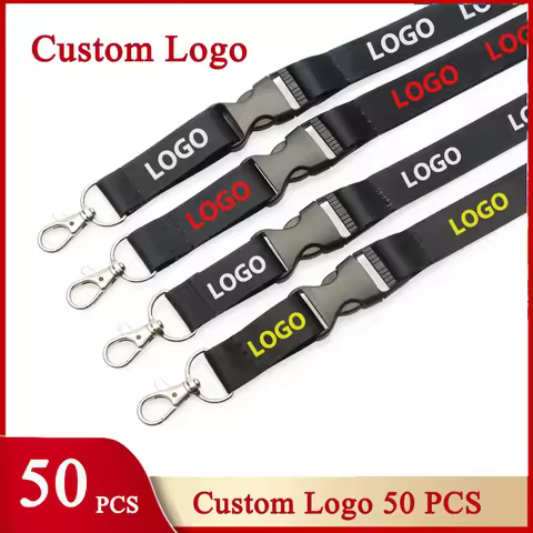50 PCS Customized Logo Lanyard Full Color Printing Company Logo 2cm Wide Personalized Neck Strap For