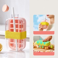 Ice Cube Tray With Straw Food-grade 2-in-1 Ice-make Pressing Mould Ice Drink Bottle Silicone Ice Cub