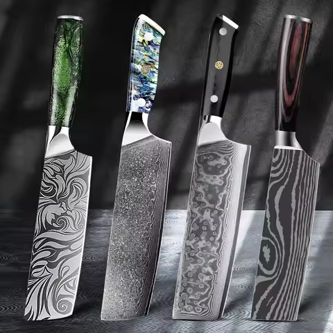 Nakiri Chef Knife Asian Professional 7 Inch Sharp Meat Cleaver Vegetable Knives Stainless Steel Asia