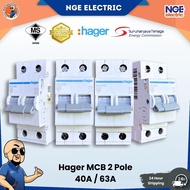 HAGER 2POLE MCB (4.5kA) (40A / 63A) (MY SERIES)