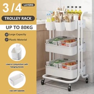 3 Tier Trolley Cart Organizer Heavy Duty Rolling Utility Cart with Wheels and Handle