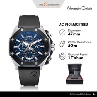 Alexandre Christie AC 9601 MCRTBBU Hitam Silver Original / Jam Tangan Pria Analog Rubber AC Collecti