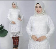 kebaya muslim JihanA Fashion. Atasan kebaya brukat putih dan Maroon