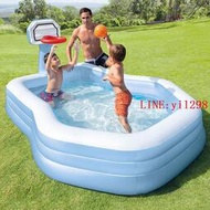 INTEX57183投籃球框充氣游泳池兒童家用水池寶寶戶外洗澡海洋球池
