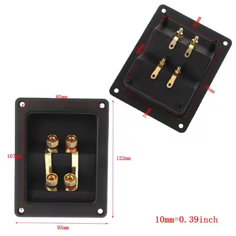 Terminal Cup Connector 266 Parts Express Binding Posts Gold Banana Jacks Recessed Bi-Amp Speaker Box