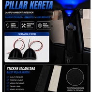 Car LED Ambient Pillar Light 1 Pair | Interior Pillar Lamp + Alcantara Wrap Sticker
