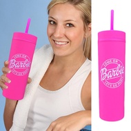 450ml Barbiee Pink Drinking Cup Barbiestyle Straw Cup Water Land Bottle Cup Water Barbi N2T8