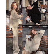 Knitting Airport set Knitted Long-Sleeved Shirt Long Pants Foreign Travel Clothes