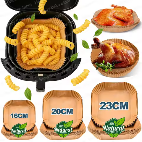Baking Paper for Hot Air Fryer, Square/Round Non-Stick & BPA Free Insert Paper Accessories for Air F