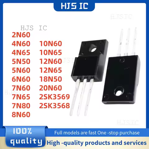 10PCS TO-220F N-Channel Mosfet 600V Transistor 20N60 6N60 7N65 4N60 10N60 2N60 8N60 12N60 18N50 7N60