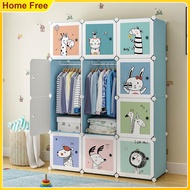Children's Wardrobe Almari Baju DIY Kids Clothes Organizer Cartoon Cabinet Storage With Hanging Almari Plastik Wardrob衣橱