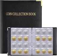 AIEX 10 Pages/120 Sleeves Coin Collection Album Notes with Leather Hard Cover Black Durable Coin Sto