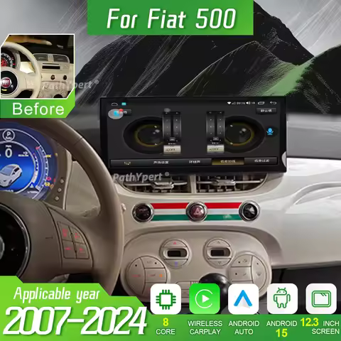 12.3"Android 15 Car Radio For Fiat 500 2007-2024 HD Touchscreen Multimedia Player Carplay GPS Navi B
