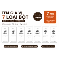 7 Types of Waterproof Powder Spice Sticker 4x6cm | Vietnamese - English Bilingual Spice Jar Sticker