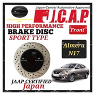 JCAP JAPAN NISSAN ALMERA 1.5 N17 SYLPHY 2.0 G11 DRILLED SLOTTED SPORT DISC ROTOR ( FRONT )