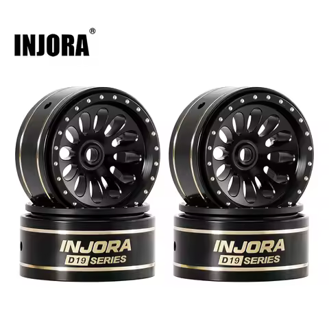 INJORA 0.7" D19 Ripple Black Coating Brass Beadlock Wheels for 1/30 Axial SCX30 (W7005)