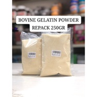BOVINE FINE GELATIN POWDER (B10150-30) RETAIL 250GR HALAL SUITABLE FOR PUDDINGS,/CREAMS, SNACKS, ETC