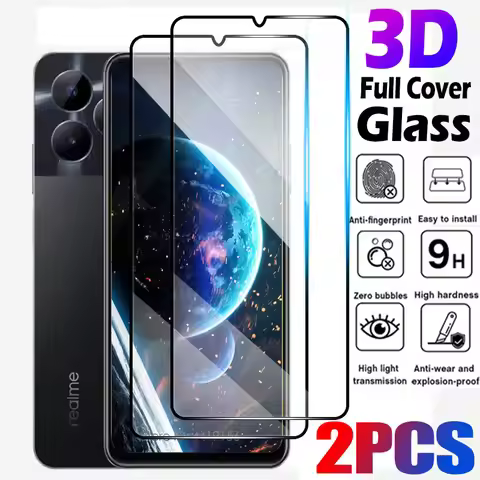 2PCS Protective Glass for Realme 6 7 7i 8 9 Pro 9i 8i 10 5G 11 12X 10T Screen Protector for Realme C