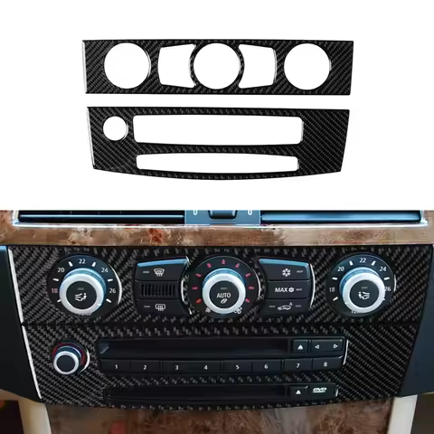 Center Console Air Conditioning CD Panel Cover Trim For BMW 5 Series E60 2008-10 Carbon Fiber Interi