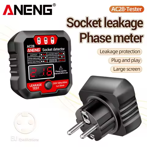 Digital Socket Power Tester ANENG AC28 Circuit Breaker Finder EU/US Plug 250V 50Hz/60Hz Socket Polar