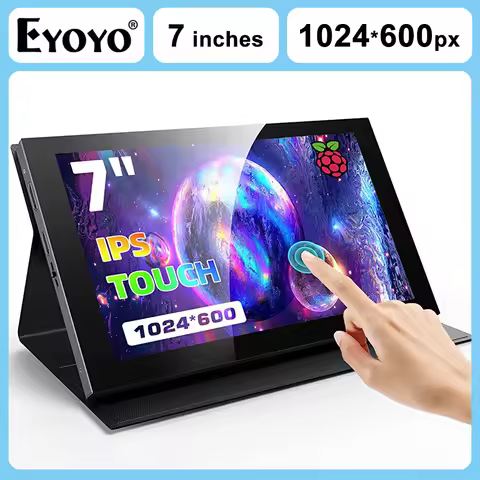 EYOYO Portable Laptop Monitor 7 Inch 1024x600 5 Points Capacitive Touchscreen For Raspberry Pi/PC/Co
