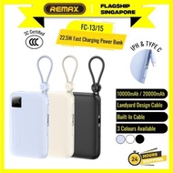 REMAX FC-13 10000mAh 20000mAh Power Bank 22.5W Fast Charging Portable Charger Built-In Dual Cables