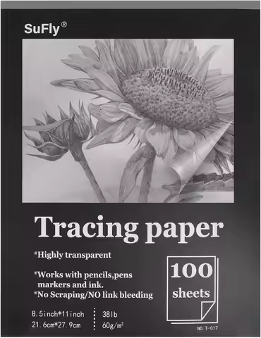 Tracing Paper 8.5x11 inch, 100 Sheets Transparent Vellum Paper for Tracing Pads, 38lb/60gsm Transluc