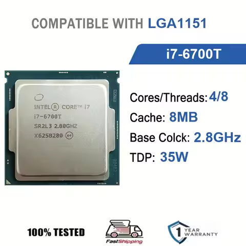 Intel Core i7-6700T 4 Core 8 Thread 2.8GHz 35W 8MB Cache 14nm LGA1151 SR2BU / SR2L3 DDR4 2133 MHz Sk