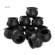 12Pcs Mini Black Cauldron with Handle Halloween Mini Witch Cauldron Halloween Pot Candy Holder for H