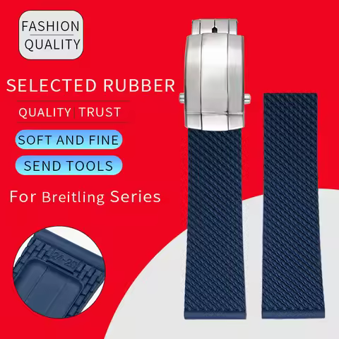 20mm 21mm 22mm 23mm 24mm Braided Rubber Watchband Fit for Breitling Avenger Superocean Heritage Seik