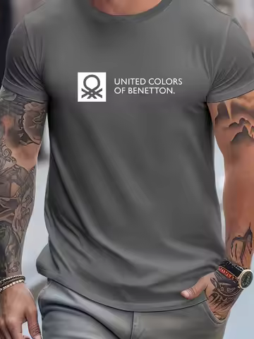 UNITED COLORS OF BENETTON Men's T-Shirt Leisure Fashion Short Sleeve Cotton Tees Brand T-shirt Summe