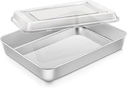 Onader Baking Pan Set 9¼ x 7⅛ x 2 Inch Small Rectangle Sheet Cake Pan with Lid Stainless Steel Bakew