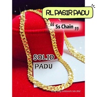 Wing Sing 916 Gold Solid Dunhil Sand SS Chain Necklace / Rantai Leher Pasir Padu Emas 916 实心丁沙项链