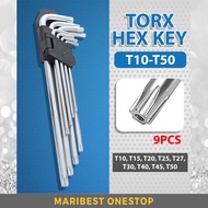 EXTRA LONG DURABLE WRENCH 9PCS TORX HEX KEY SET allen key(T10-T50) kekunci Hex